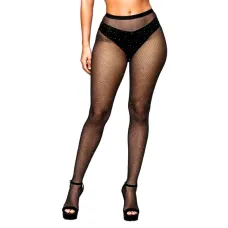 Meia Calça Arrastão com Strass Preta